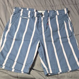 Free Planet Sz 34 Mens Blue and White Shorts